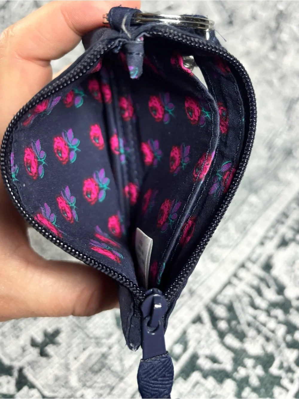 Vera Bradley ID Card(s) Holder, with Lanyard Navy Blue
